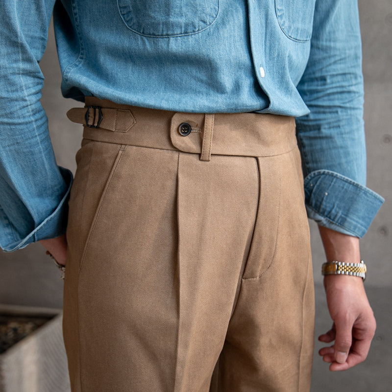 Men's Cotton Twill Straight-Fit Trousers