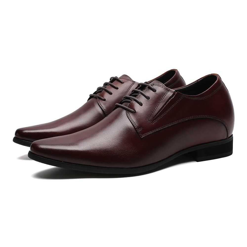 Men’s Derby Shoes with 8 cm Invisible Height Increase, Calfskin Leather and Contrasting Rubber Sole