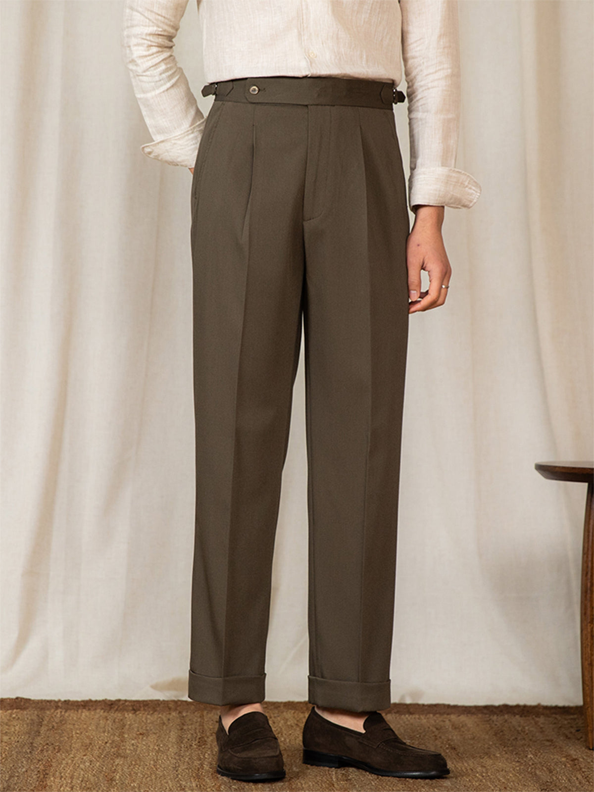 Men’s Pleated Straight Fit Trousers