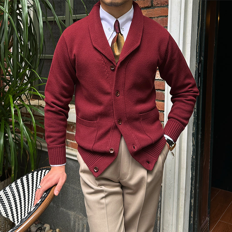 Men’s Cotton Blend Knitted Shawl Collar Cardigan