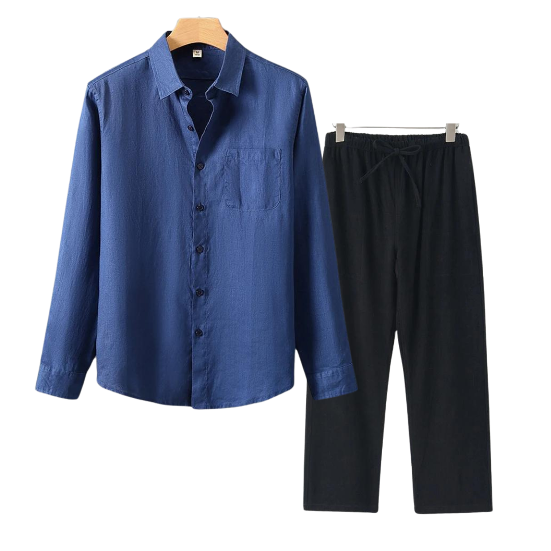 Men’s Linen Shirt and Shorts Set