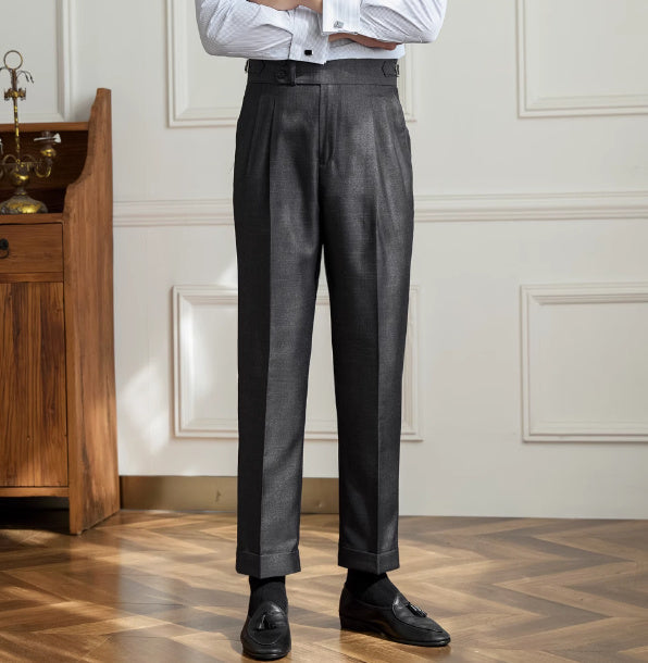 Men's Trieste Straight Fit Double Button Pleated Trousers