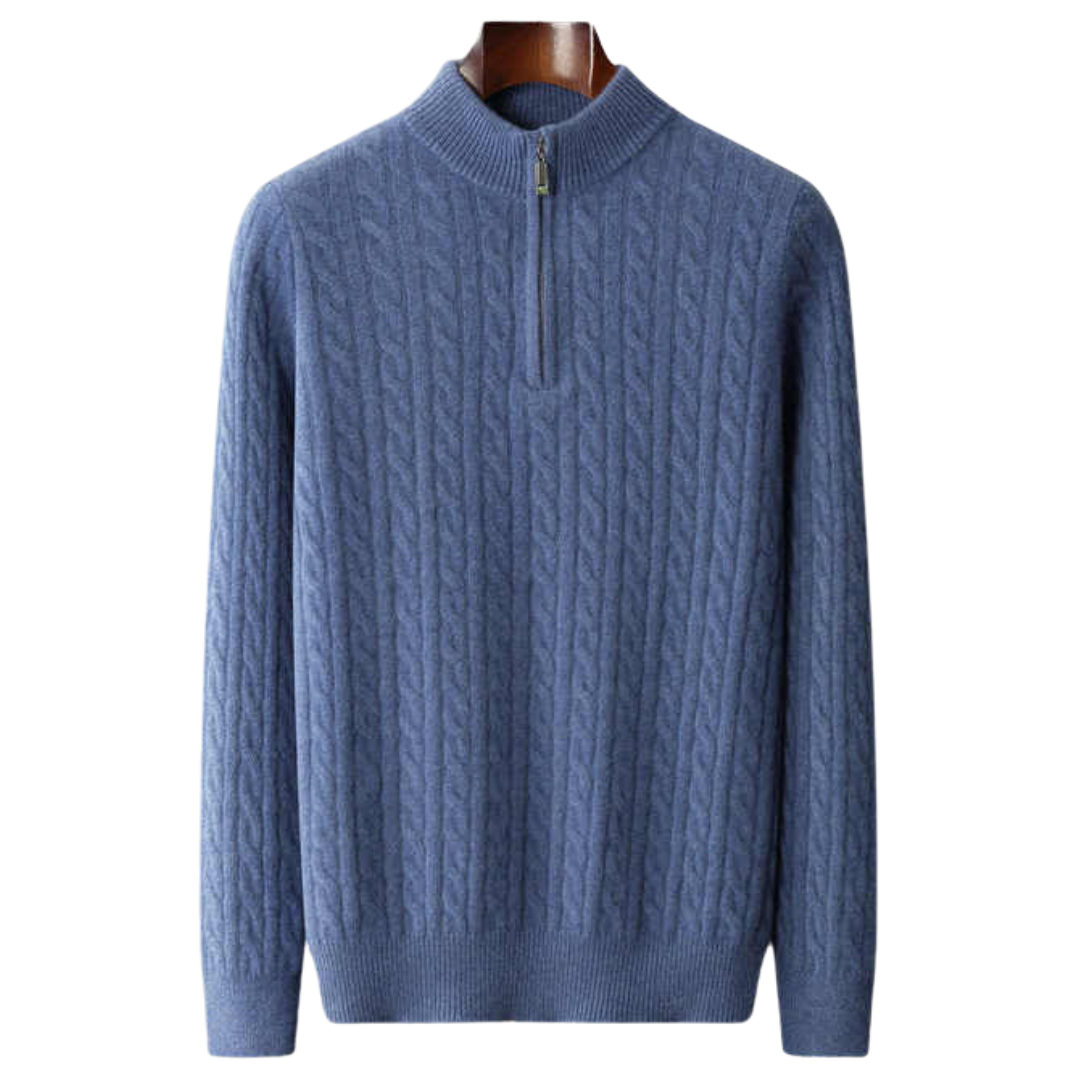 Men’s Cashmere Woven Half-Zip Sweater