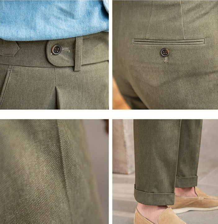 Men's Cotton Twill Straight-Fit Trousers