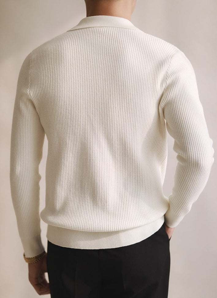 Men's Relaxed Knit Polo Sweater