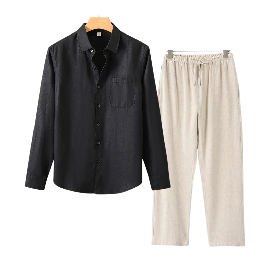 Men’s Linen Shirt and Shorts Set