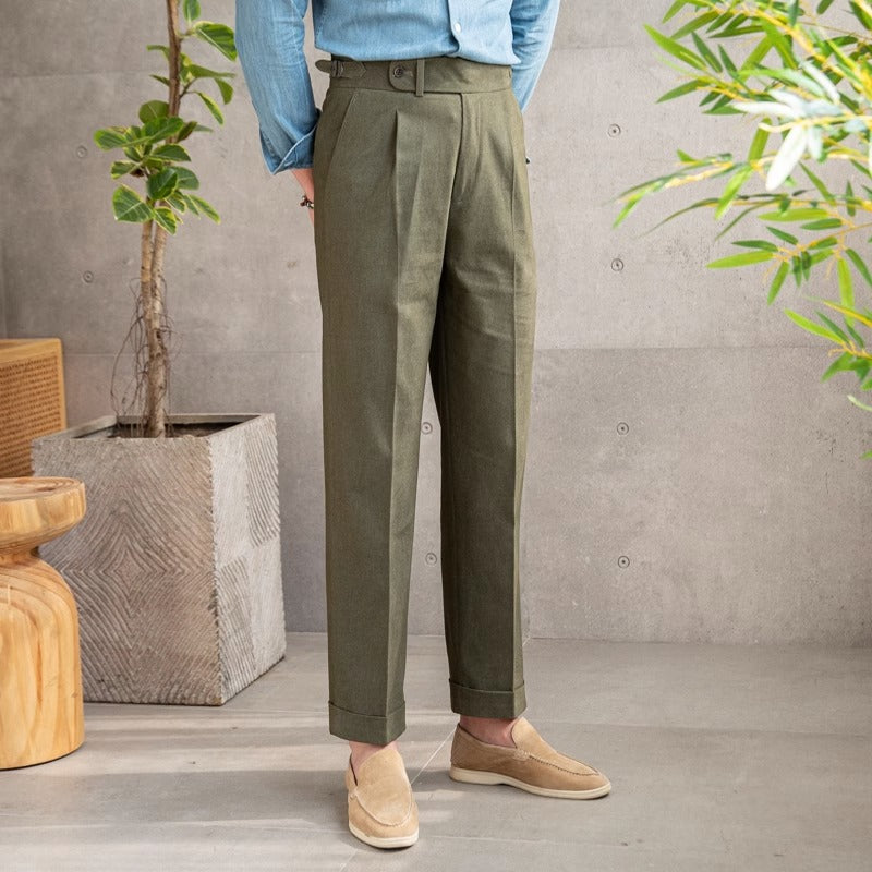 Men's Cotton Twill Straight-Fit Trousers