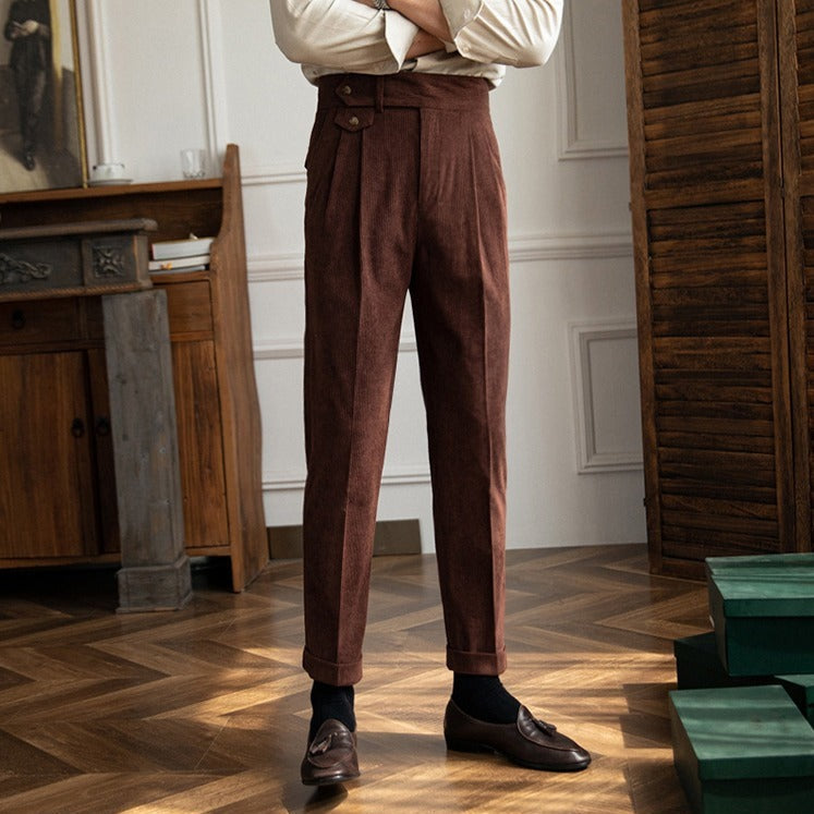Corduroy Pleated Trousers