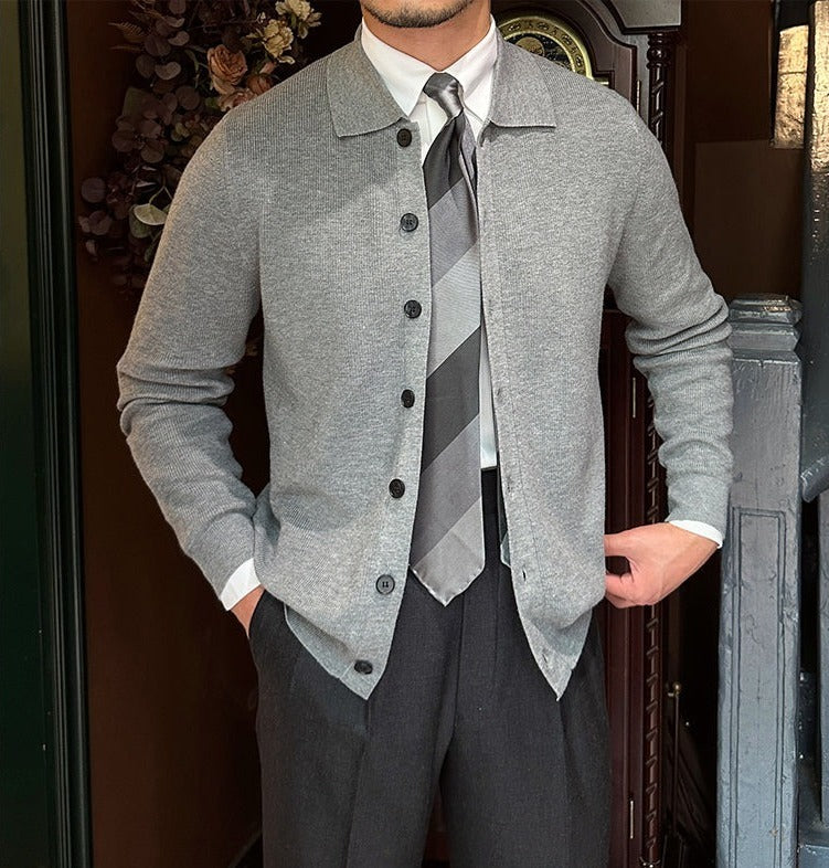 Men’s Collared Button-Up Cardigan