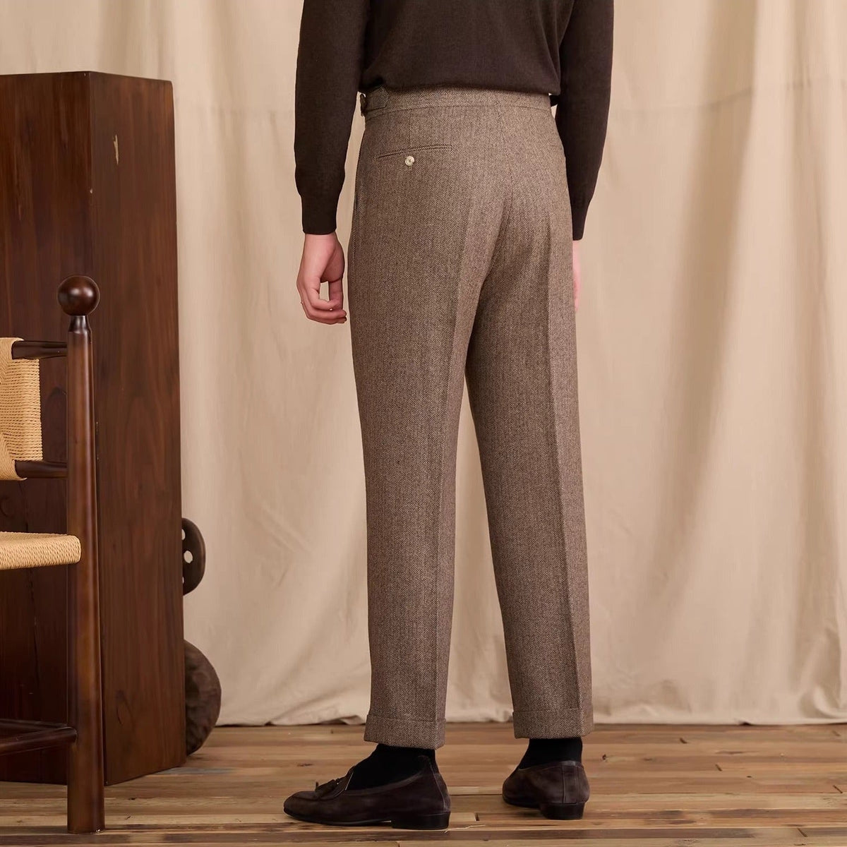 Men's Vienna Herringbone Wool Blend Trousers