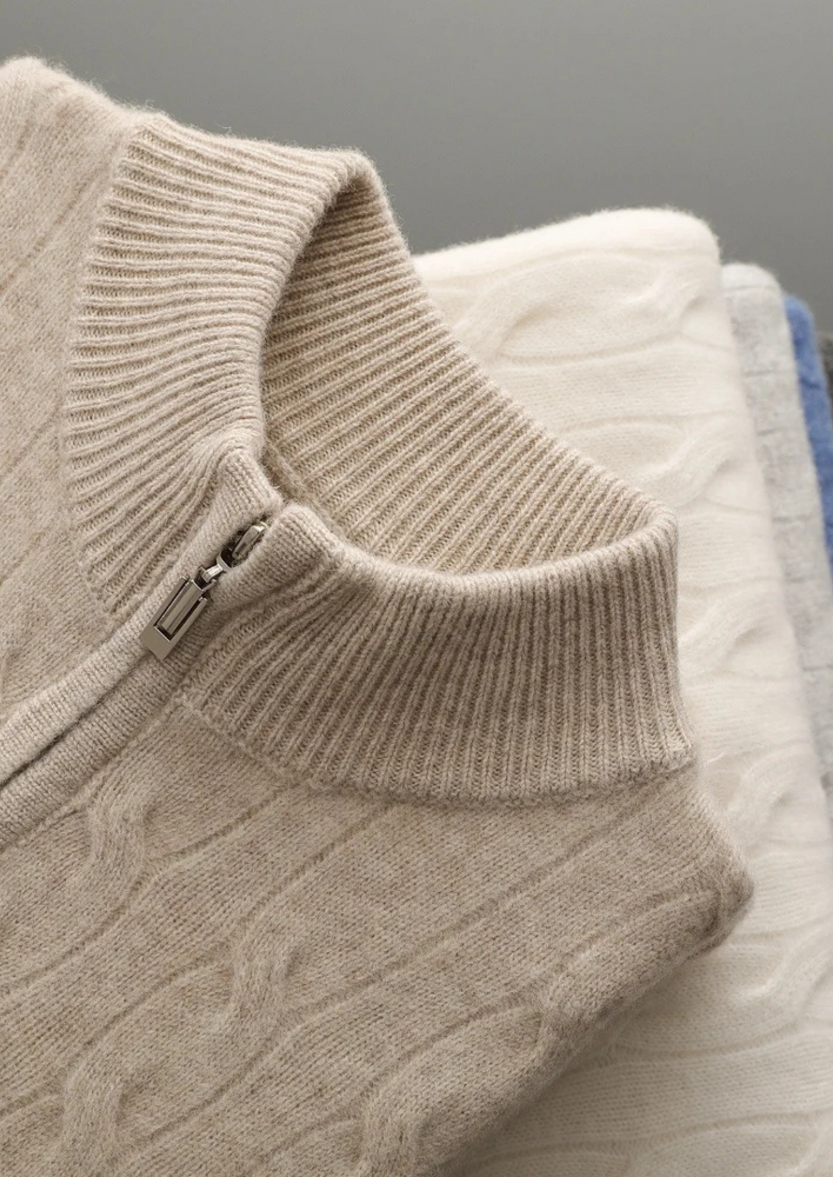BELMONT WOOL CABLE HALF ZIP