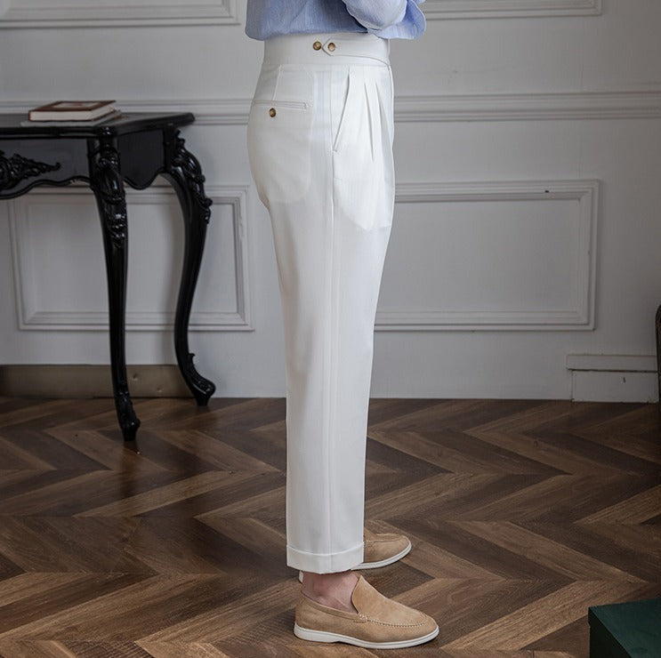 Men's Straight-Fit Trousers with Pleats