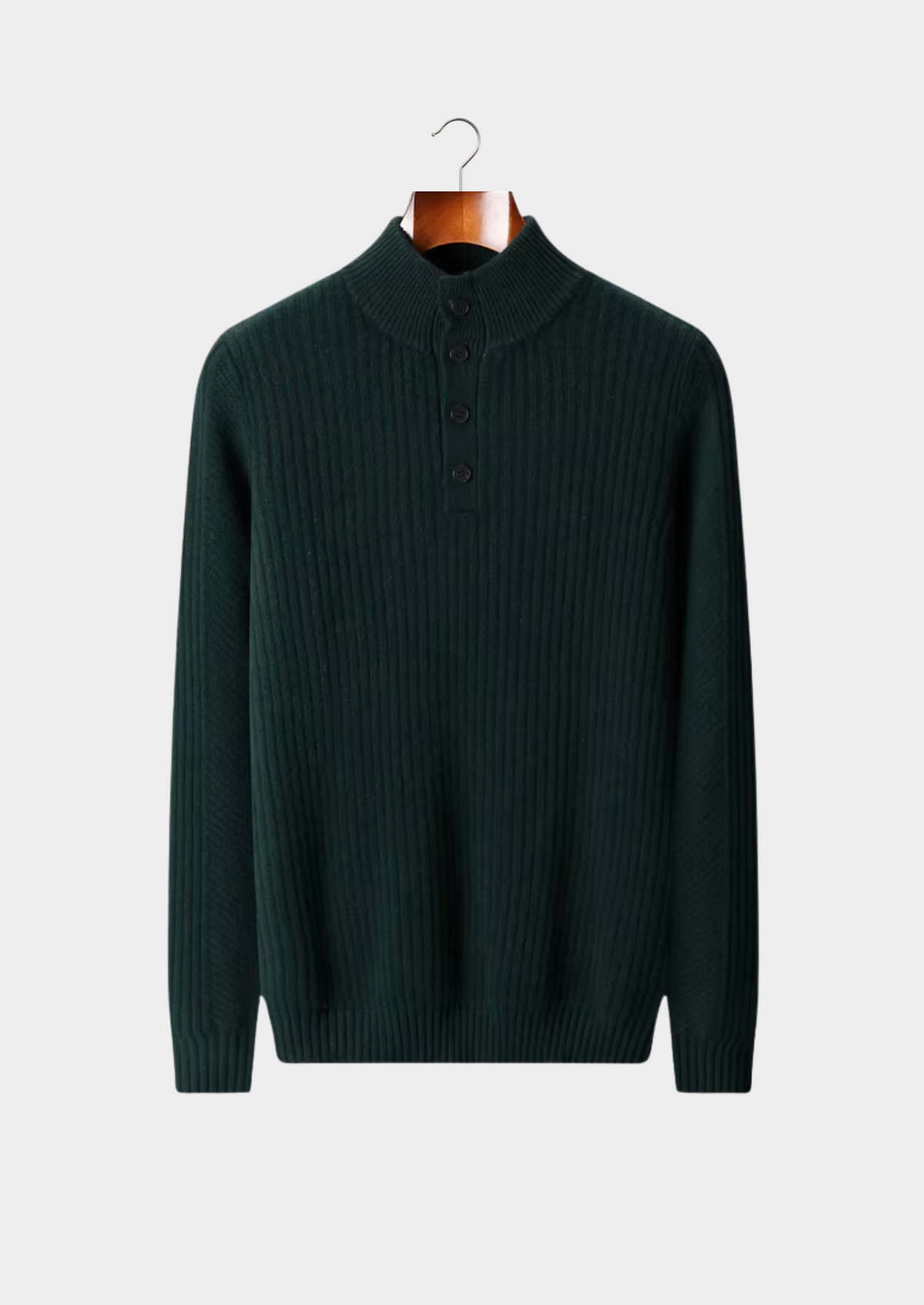 Men's WOOL RIBBED HENLEY SWEATER