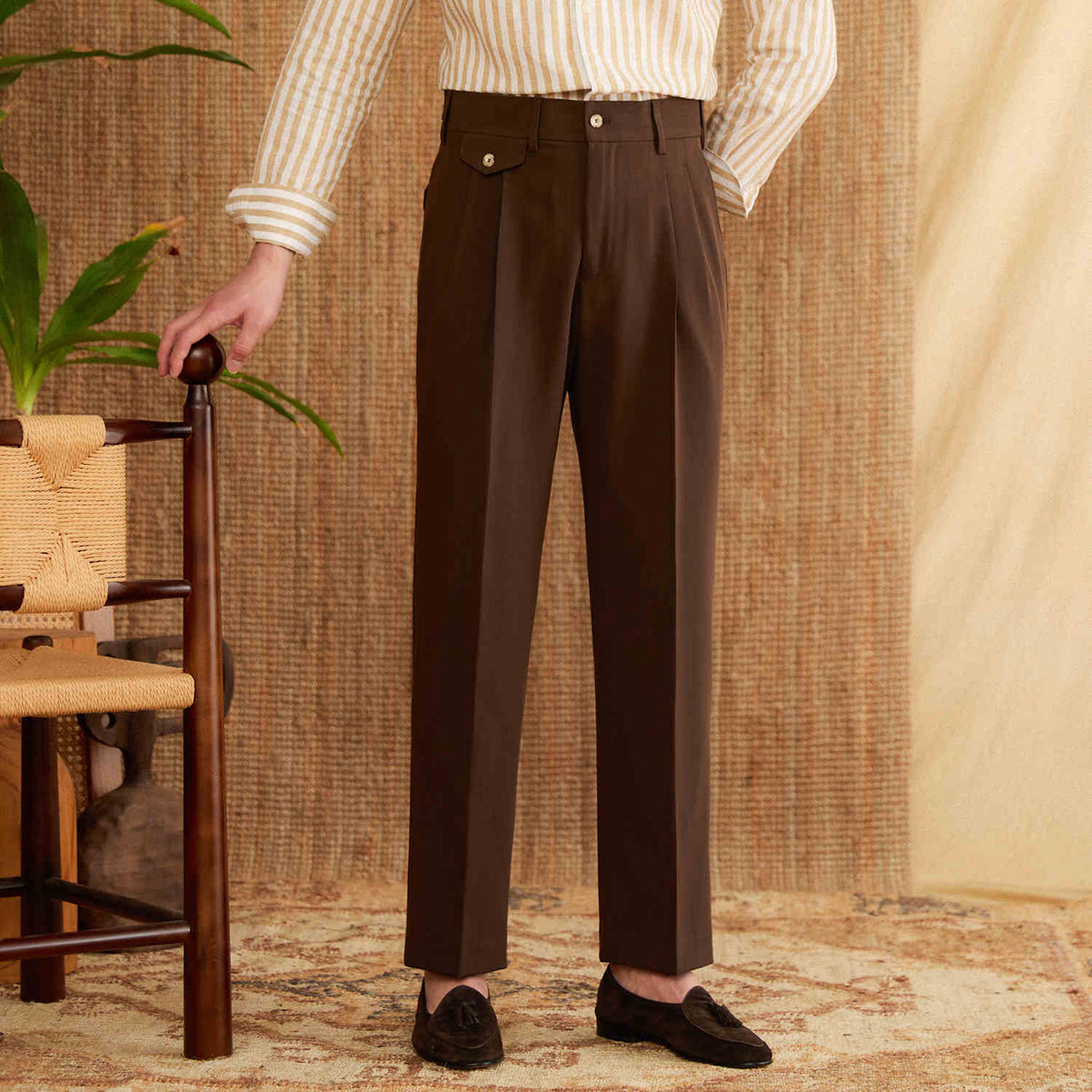 Men’s Straight Fit Trousers with Coin Pocket
