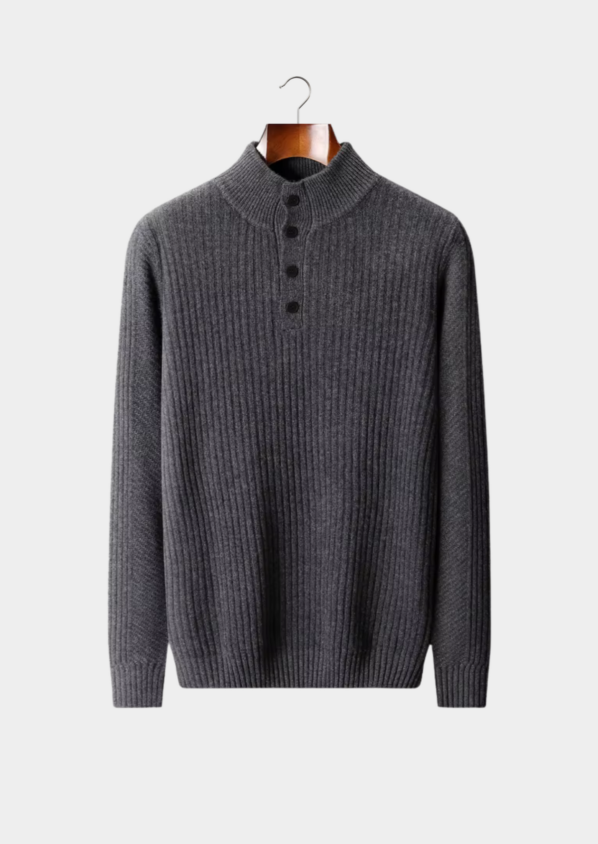 Men's WOOL RIBBED HENLEY SWEATER