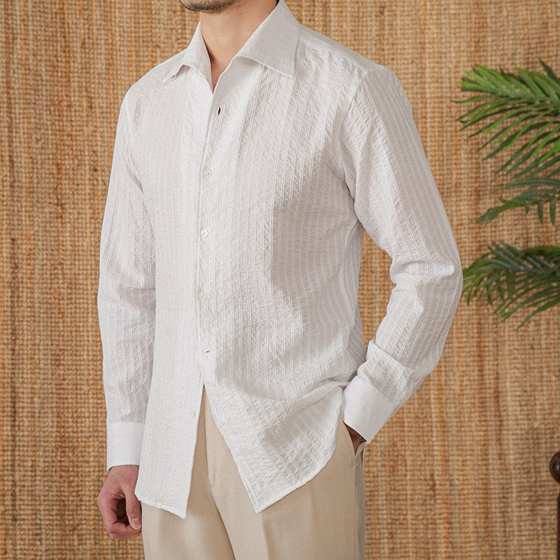 Men's Budva Cotton Seersucker Long Sleeve Shirt