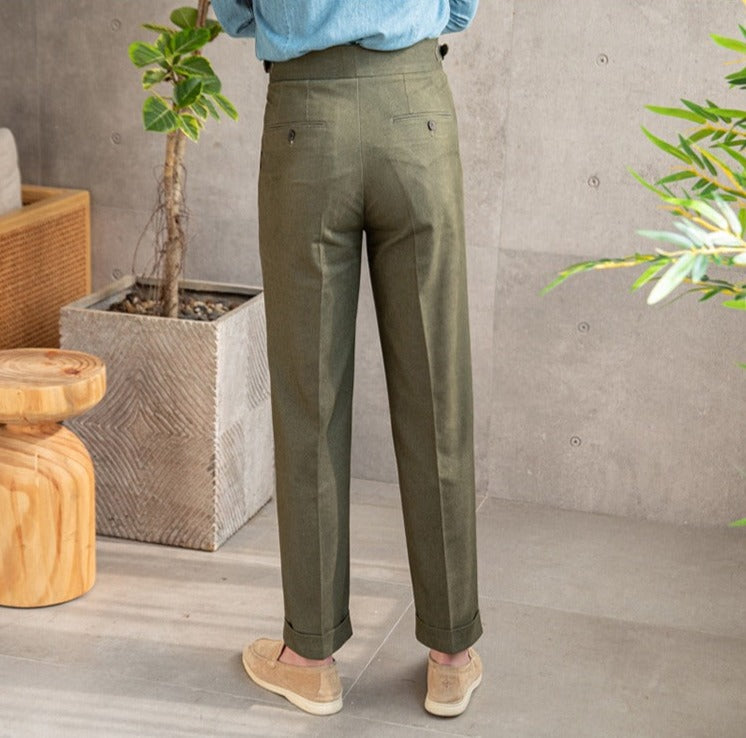 Men's Cotton Twill Straight-Fit Trousers