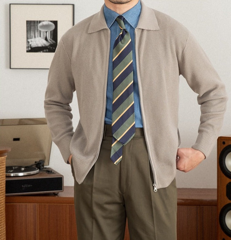 Men’s Textured Wool Blend Cardigan