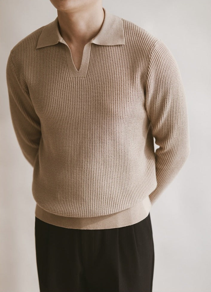 Men's Relaxed Knit Polo Sweater