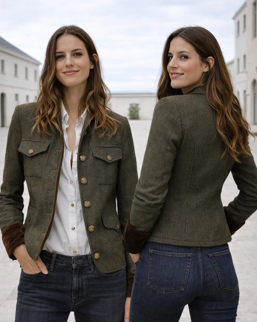 Women’s Tweed Jacket with Velvet Details