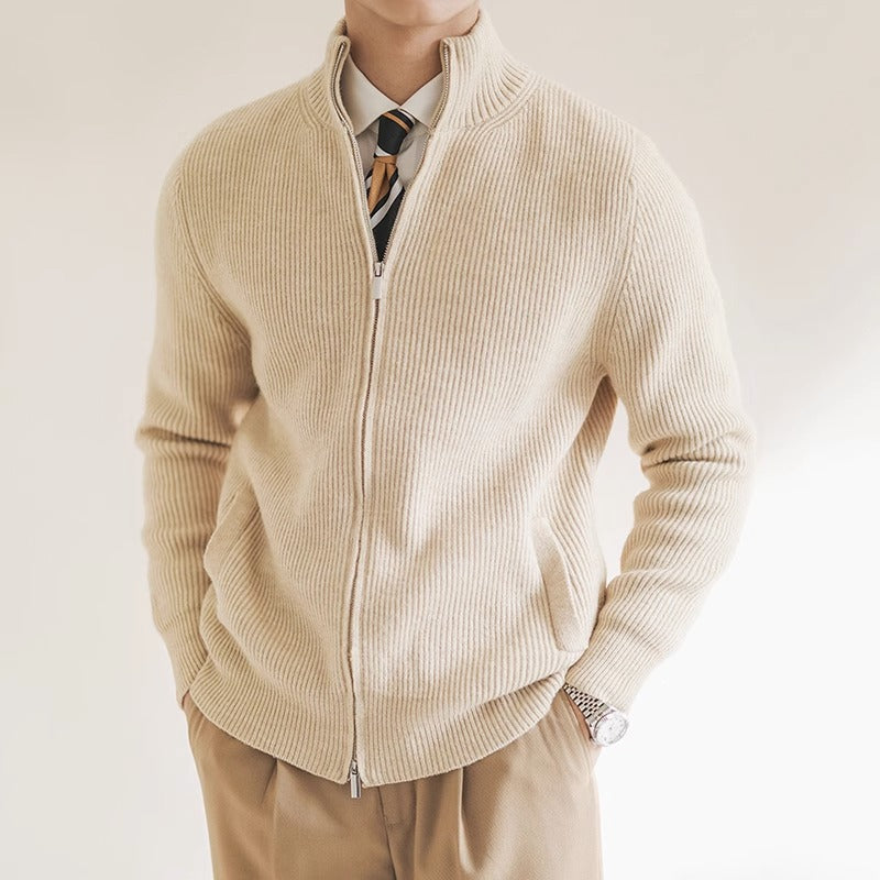 Men’s Ribbed Knit Zip-Up Cardigan