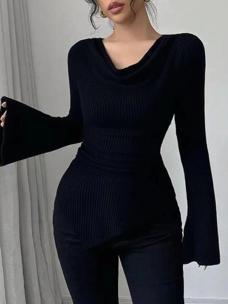 Women's Cowl Neck Bell Sleeve Top