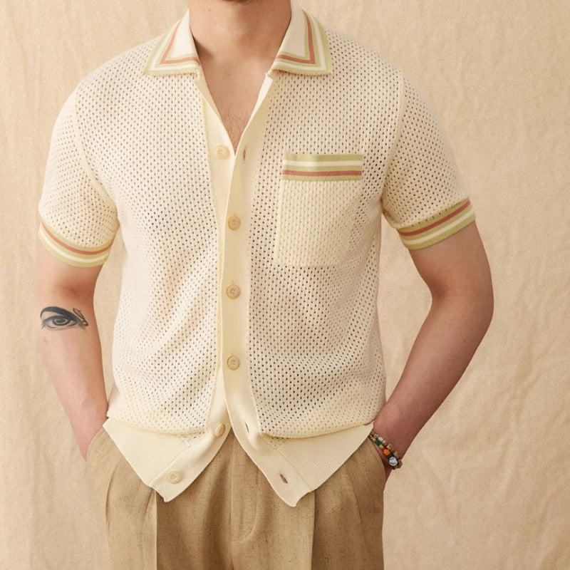 Men's Casablanca Contrast Knit Polo Shirt