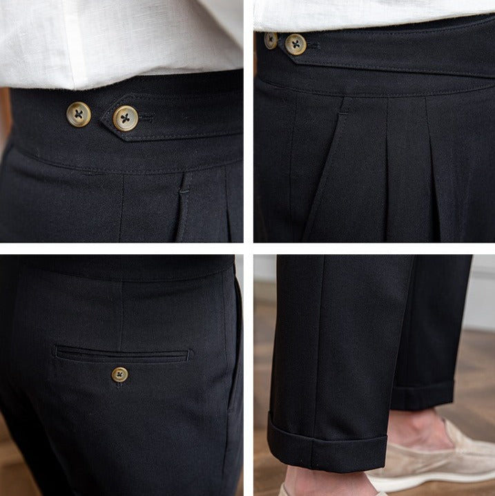 Men's Straight-Fit Trousers with Pleats