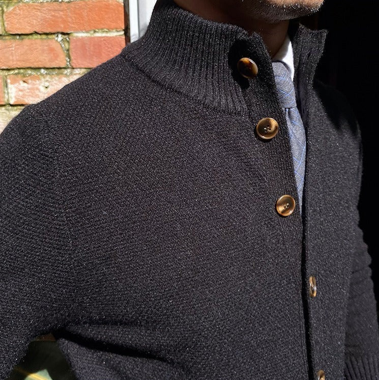 Men's Textured Button Up Knit Cardigan