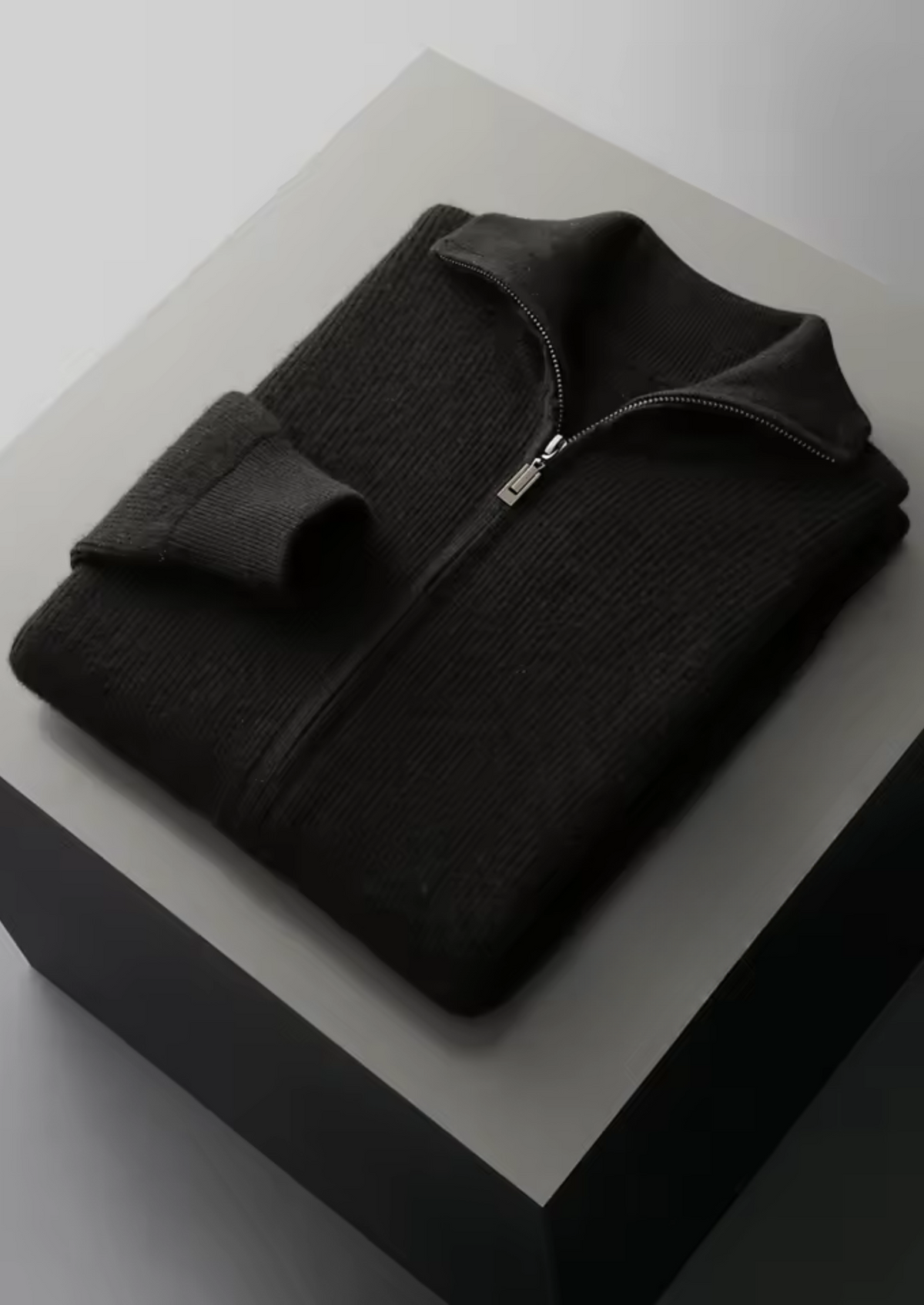BELMONT WOOL RIBBED ZIPPER CARDIGAN