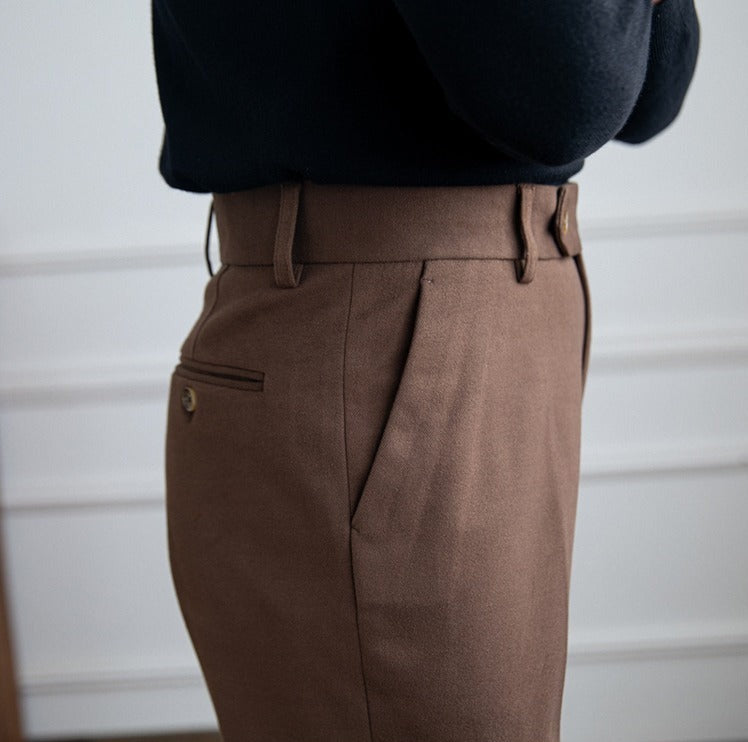 Men's Wool Felt Straight-Fit Trousers