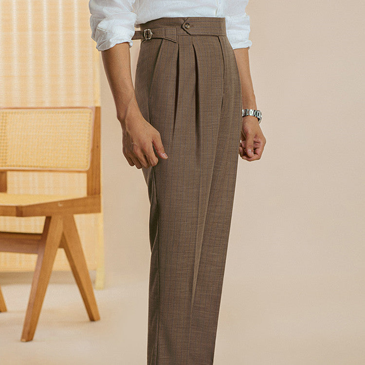 Men's Pinstripe Pleated Trousers