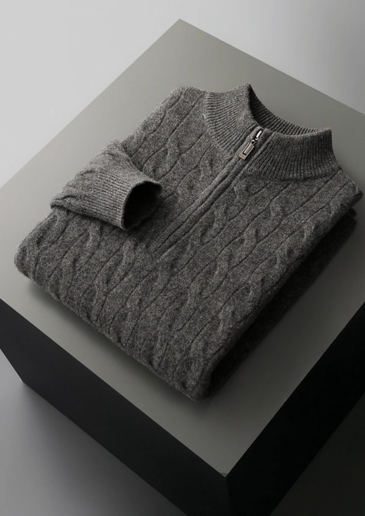 BELMONT WOOL CABLE HALF ZIP