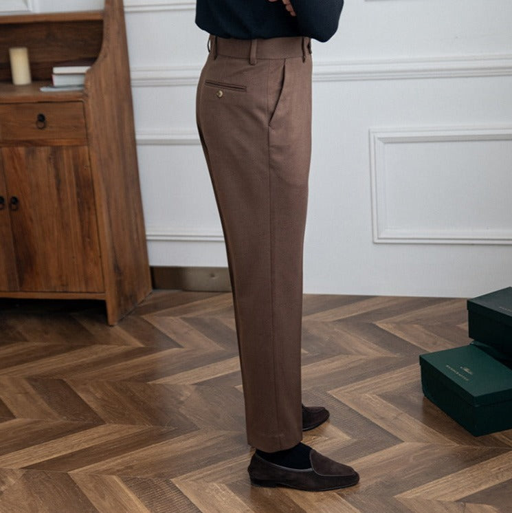 Men's Wool Felt Straight-Fit Trousers