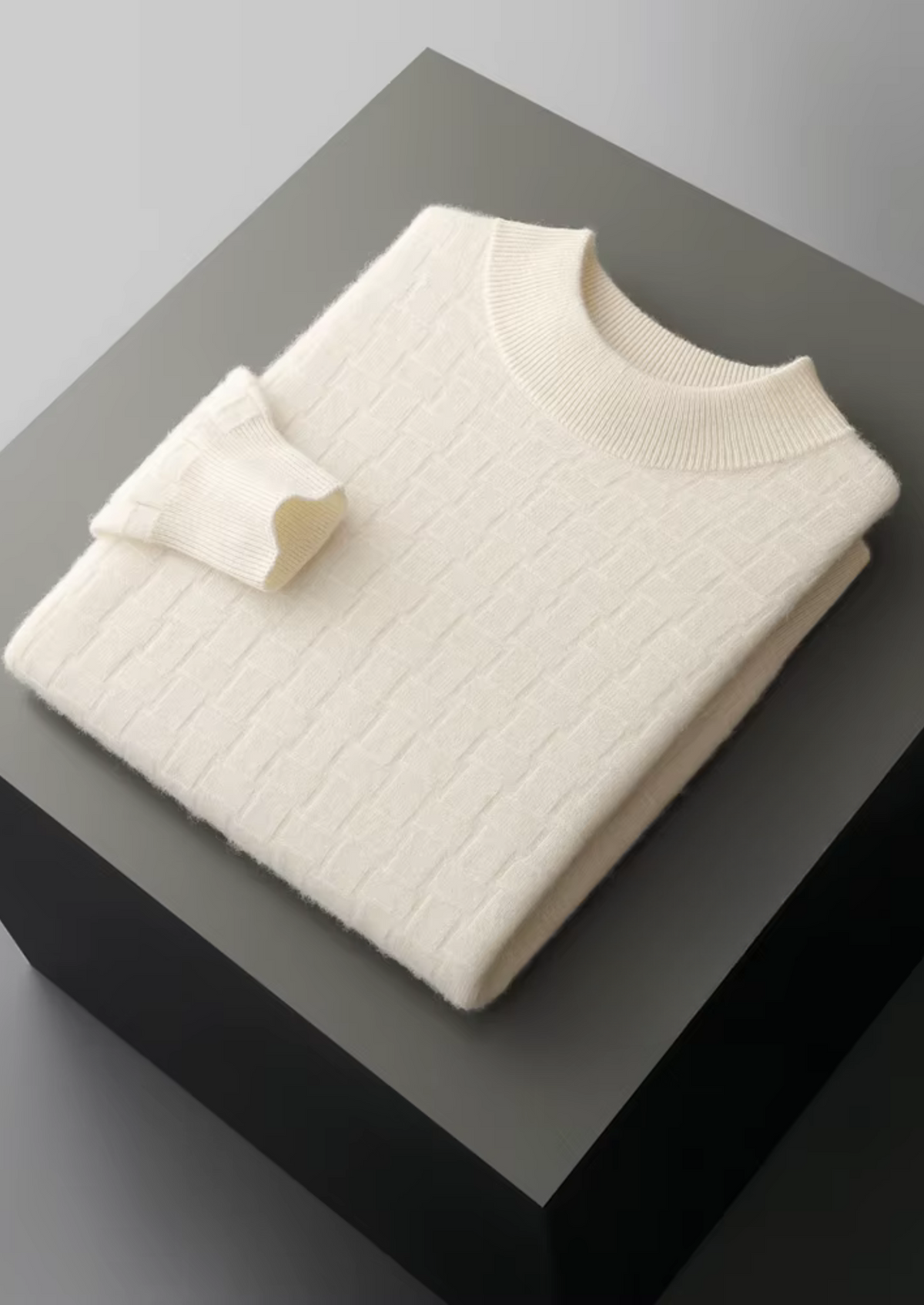 Men’s Wool Textured Mock Neck Sweater
