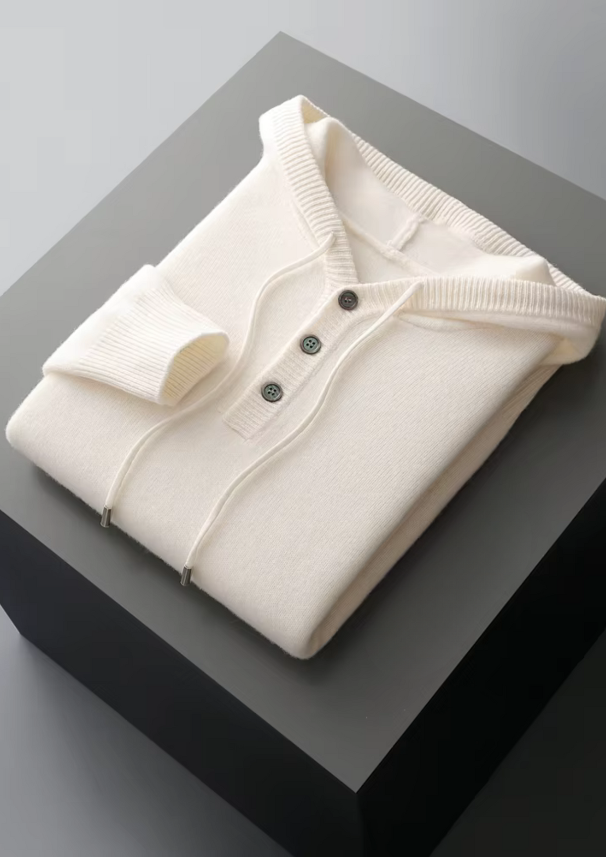 Men’s Wool Button-Up Hooded Sweater