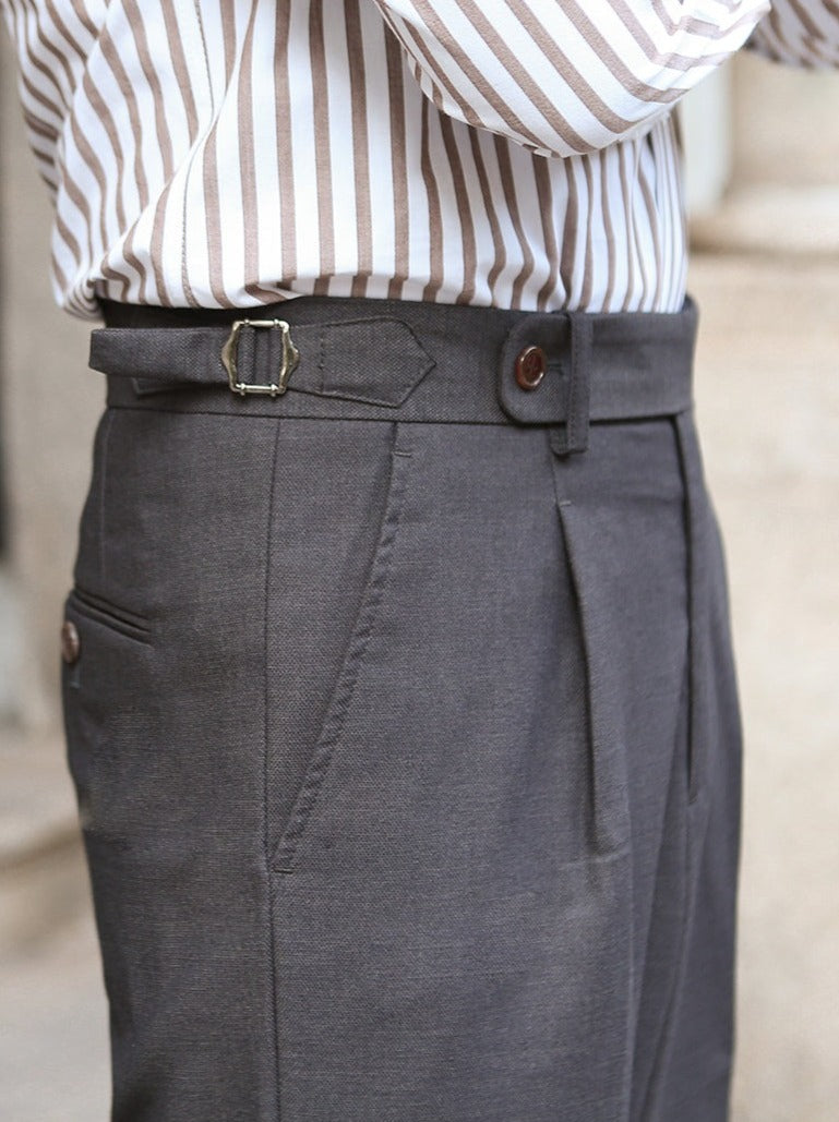 Men's Wool Blend Trousers with Pleats