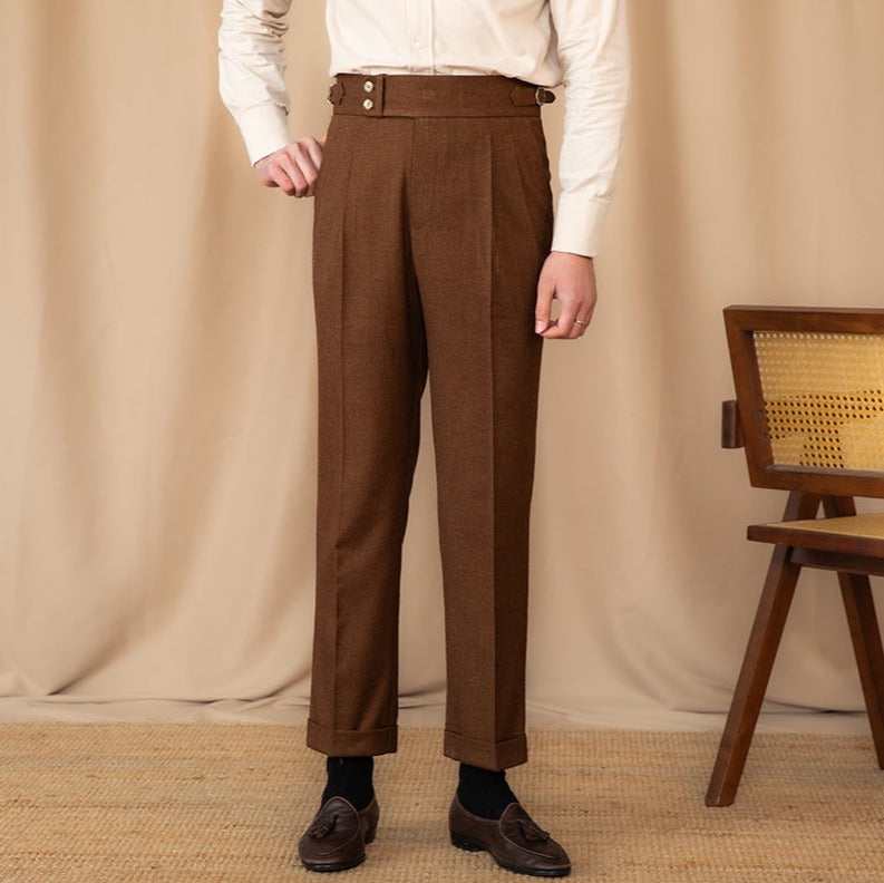 Men’s Double Pleated Straight Fit Trousers