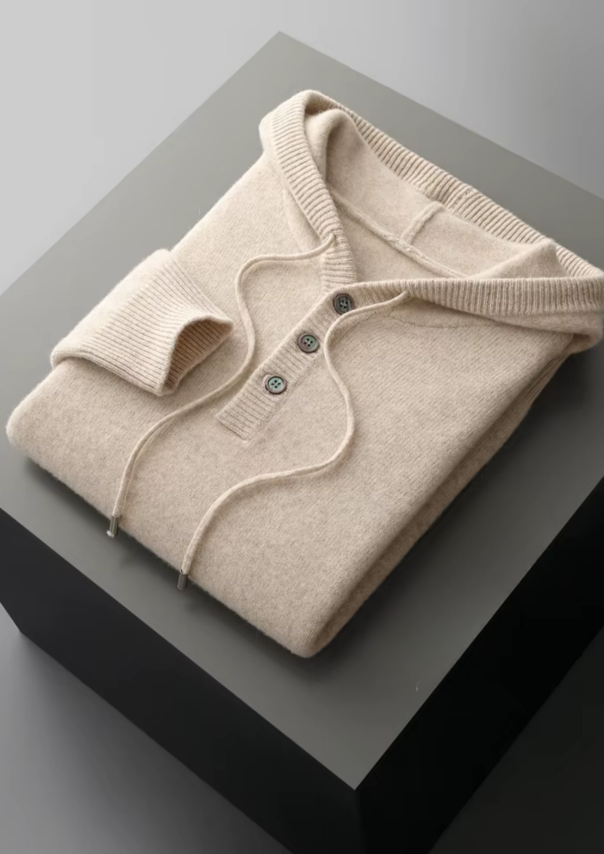 Men’s Wool Button-Up Hooded Sweater