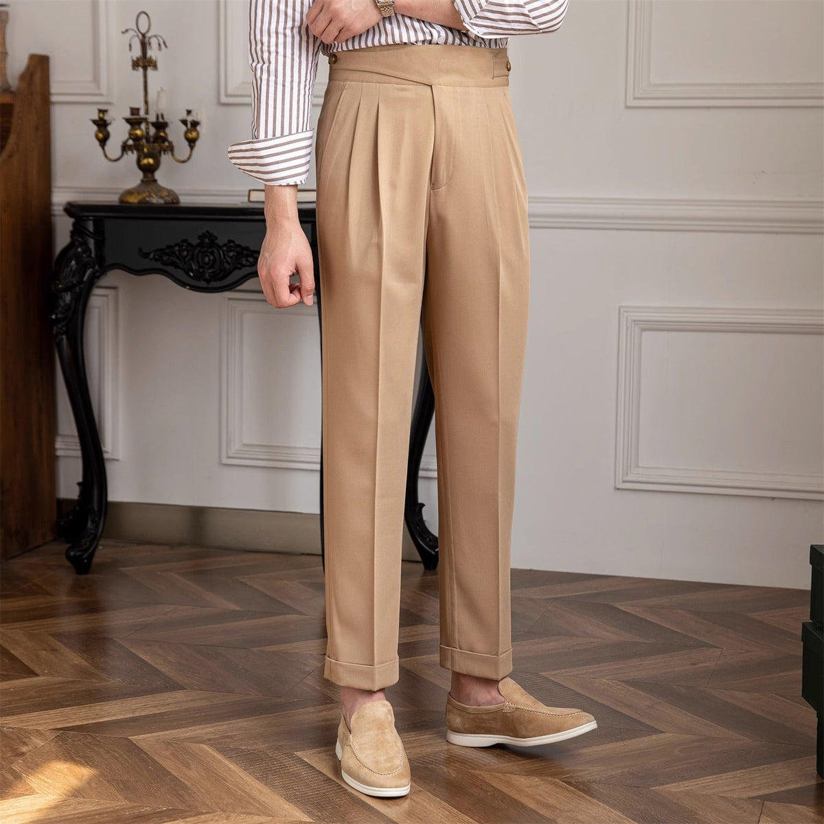 Men's Straight-Fit Trousers with Pleats