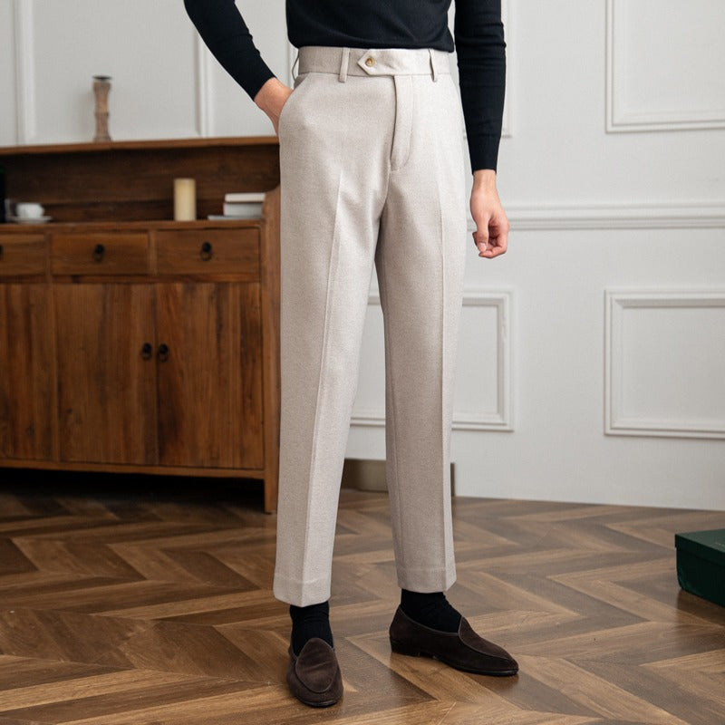 Men's Wool Felt Straight-Fit Trousers
