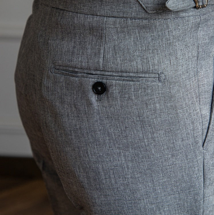 Men's Checkered Flannel Straight-Fit Trousers