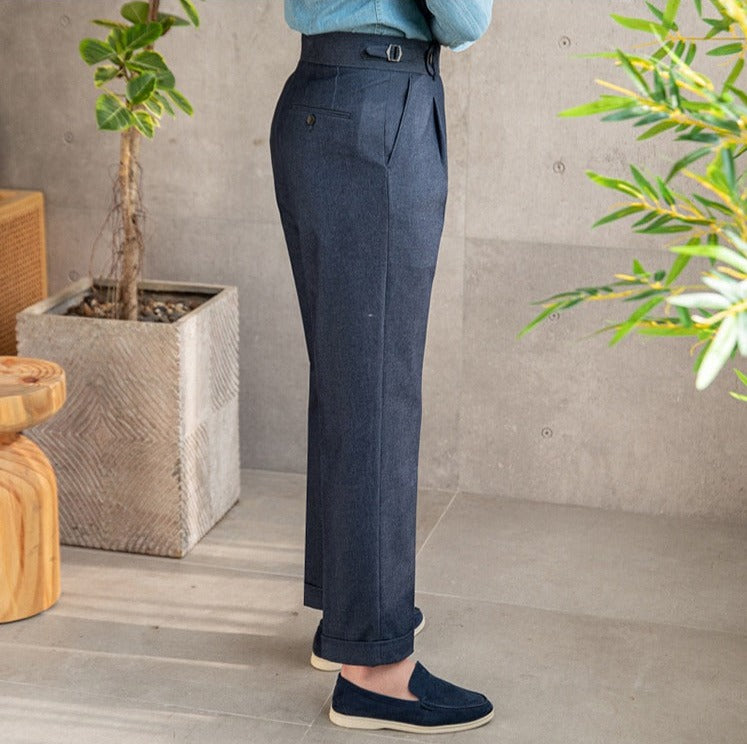 Men's Cotton Twill Straight-Fit Trousers
