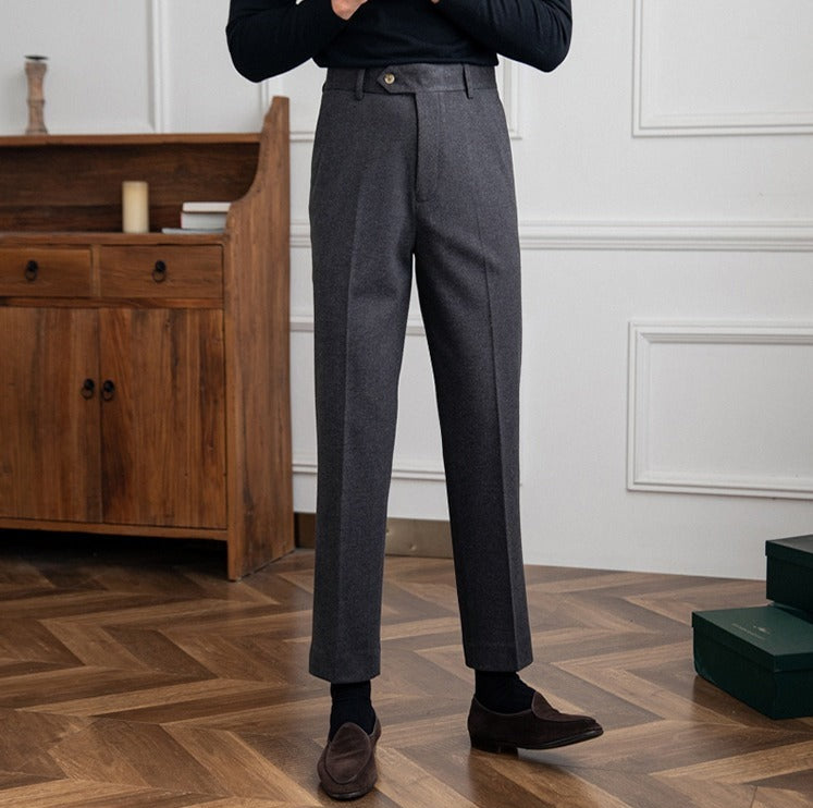 Men's Wool Felt Straight-Fit Trousers