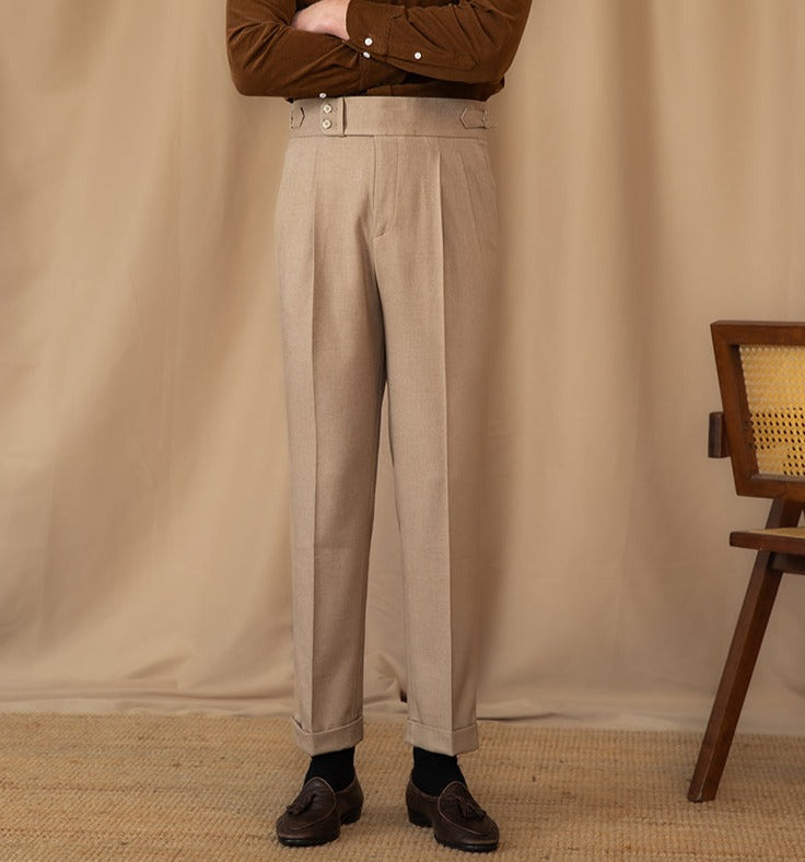 Men’s Double Pleated Straight Fit Trousers