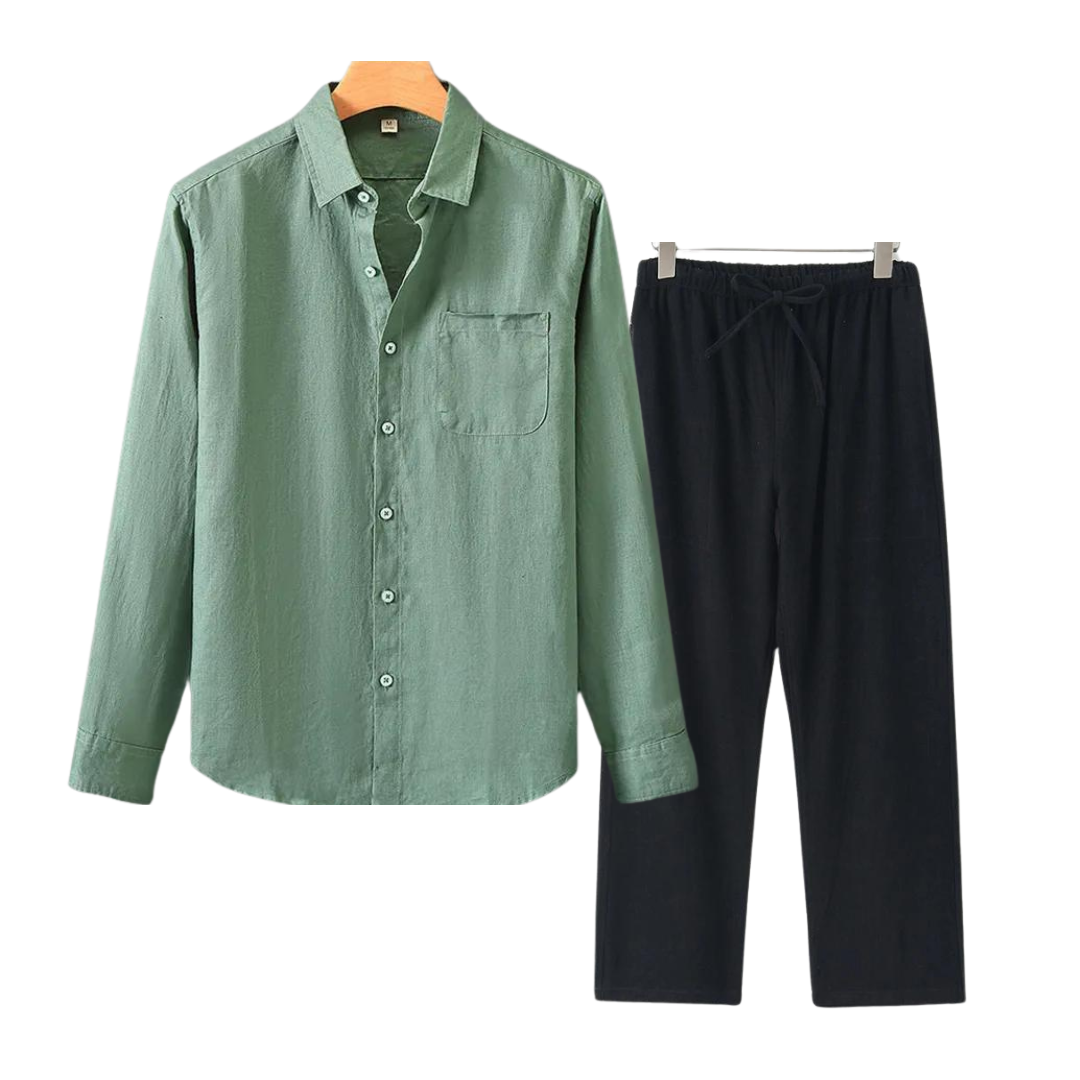 Men’s Linen Shirt and Shorts Set