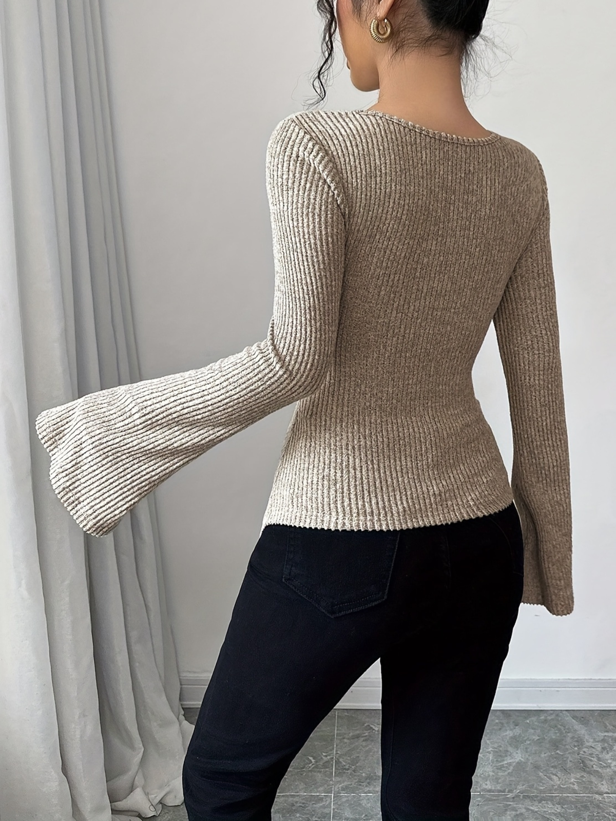 Women's Cowl Neck Bell Sleeve Top