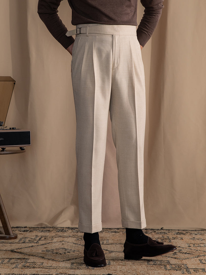Men's Vicenza Gurkha Double Pleated Straight Fit Trousers
