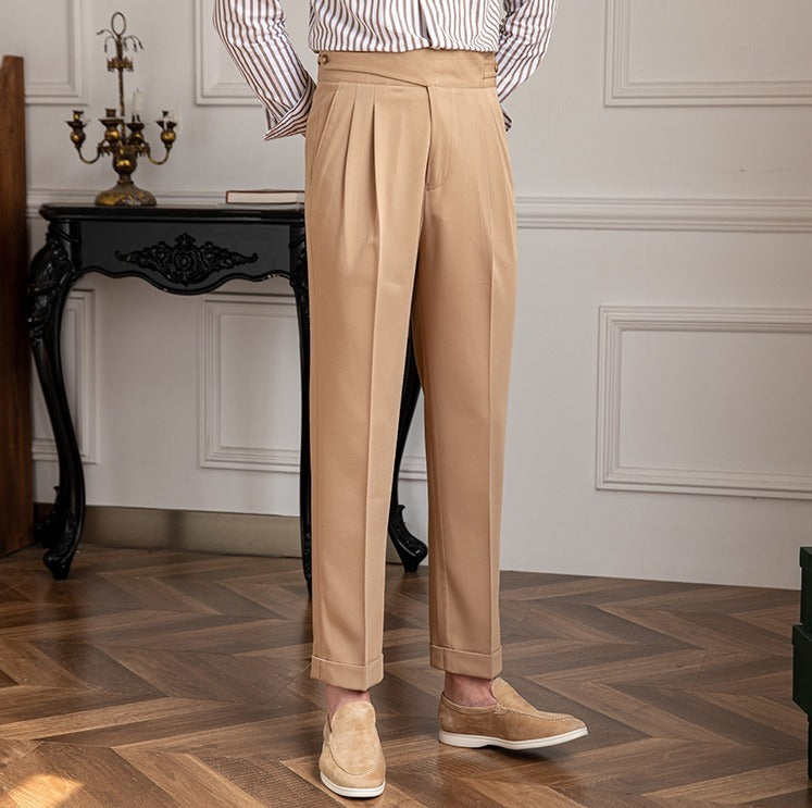 Men's Straight-Fit Trousers with Pleats