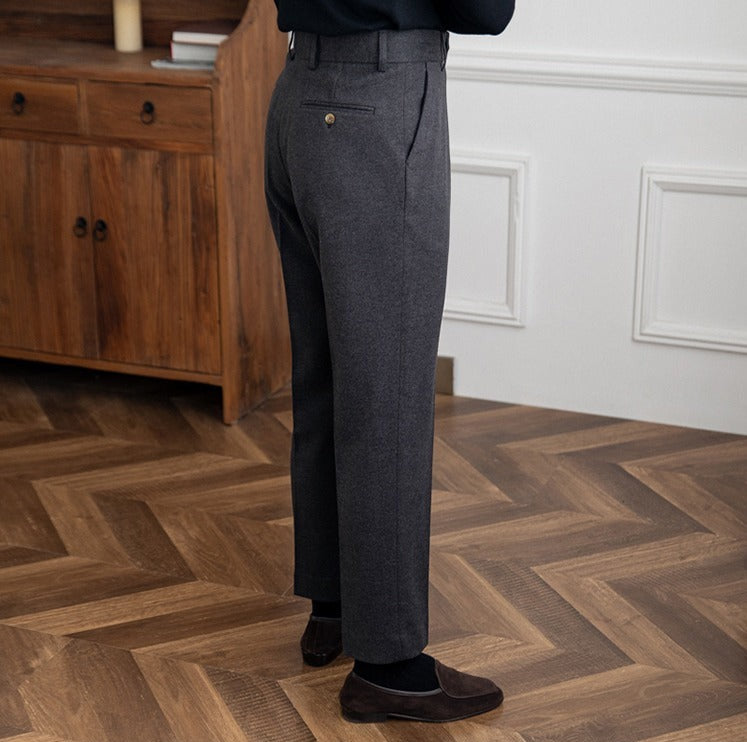 Men's Wool Felt Straight-Fit Trousers